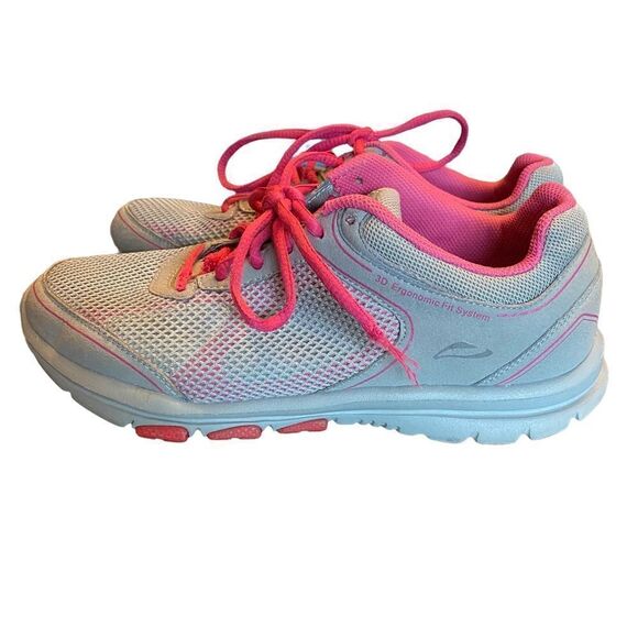 ABEO Lite Sz 8.5 Gray & Pink Mesh Breast Cancer Logo Running Sneakers - Picture 1 of 10